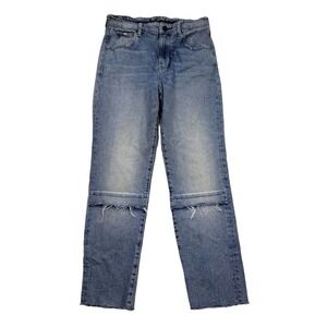 Hale Jeans 27 by AG Tyler Amanda High Rise Cropped Straight Leg Dove Raw Hem Mom